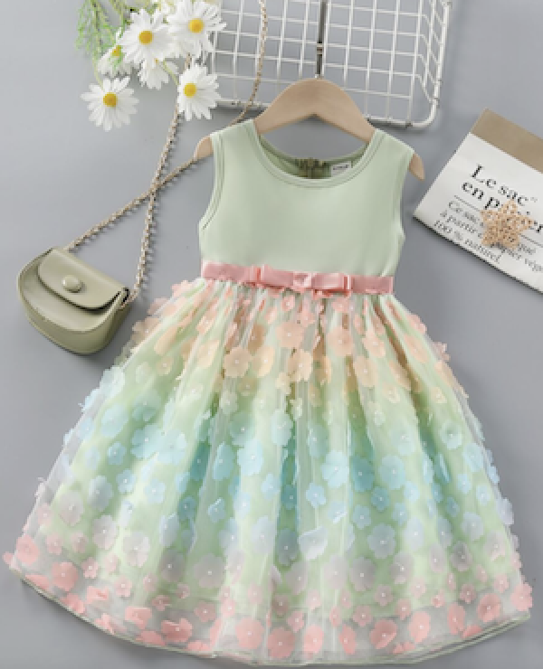 เดรส ลายดอกไม้ โบว์หน้า